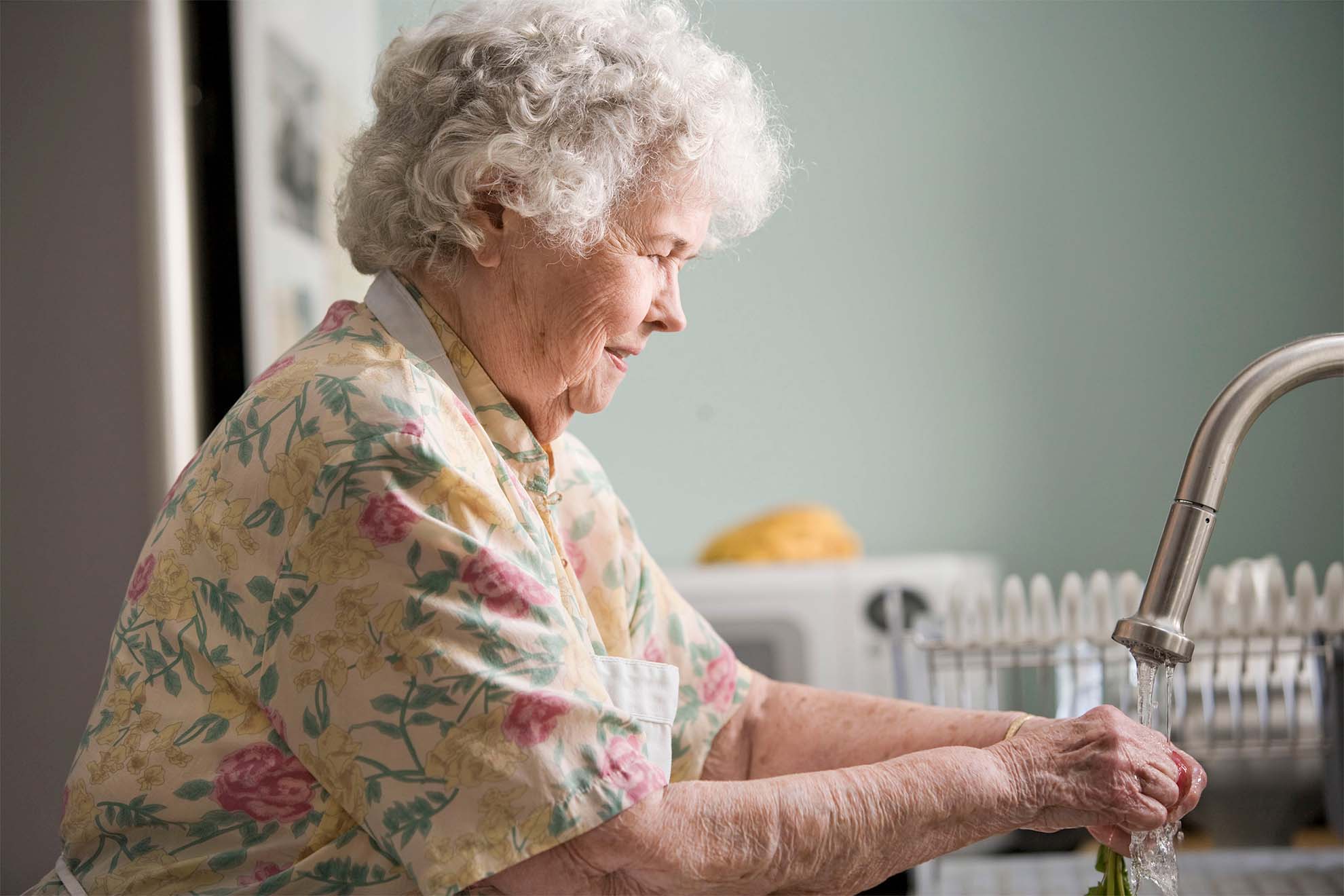 resident doing the washing up