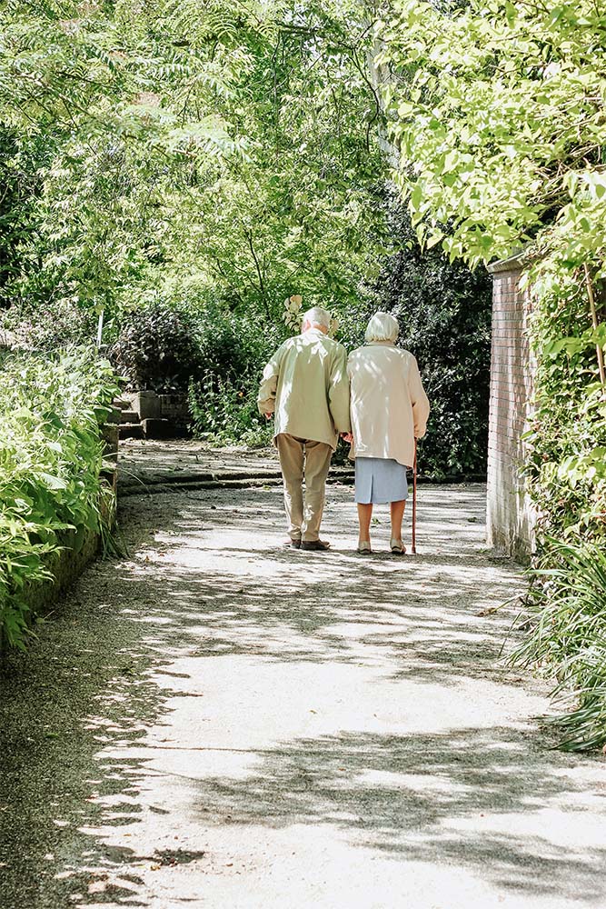 residents on a walk outside