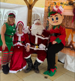 santas grotto with mrs claus and the elves